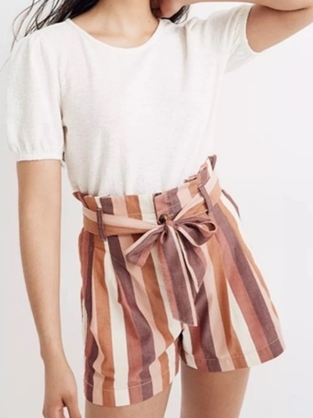 Madewell High-Waist Paperbag Linen Blend Shorts Size 0